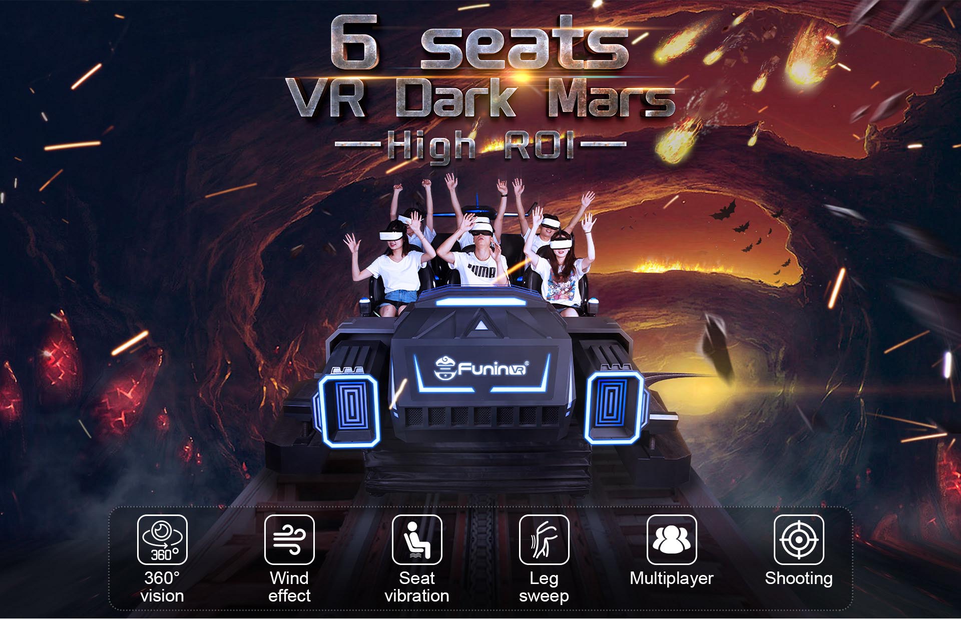 9D Virtual Reality 6 Seats VR Equipment VR Dark Mars Simulator - Dynamic Theme - 1