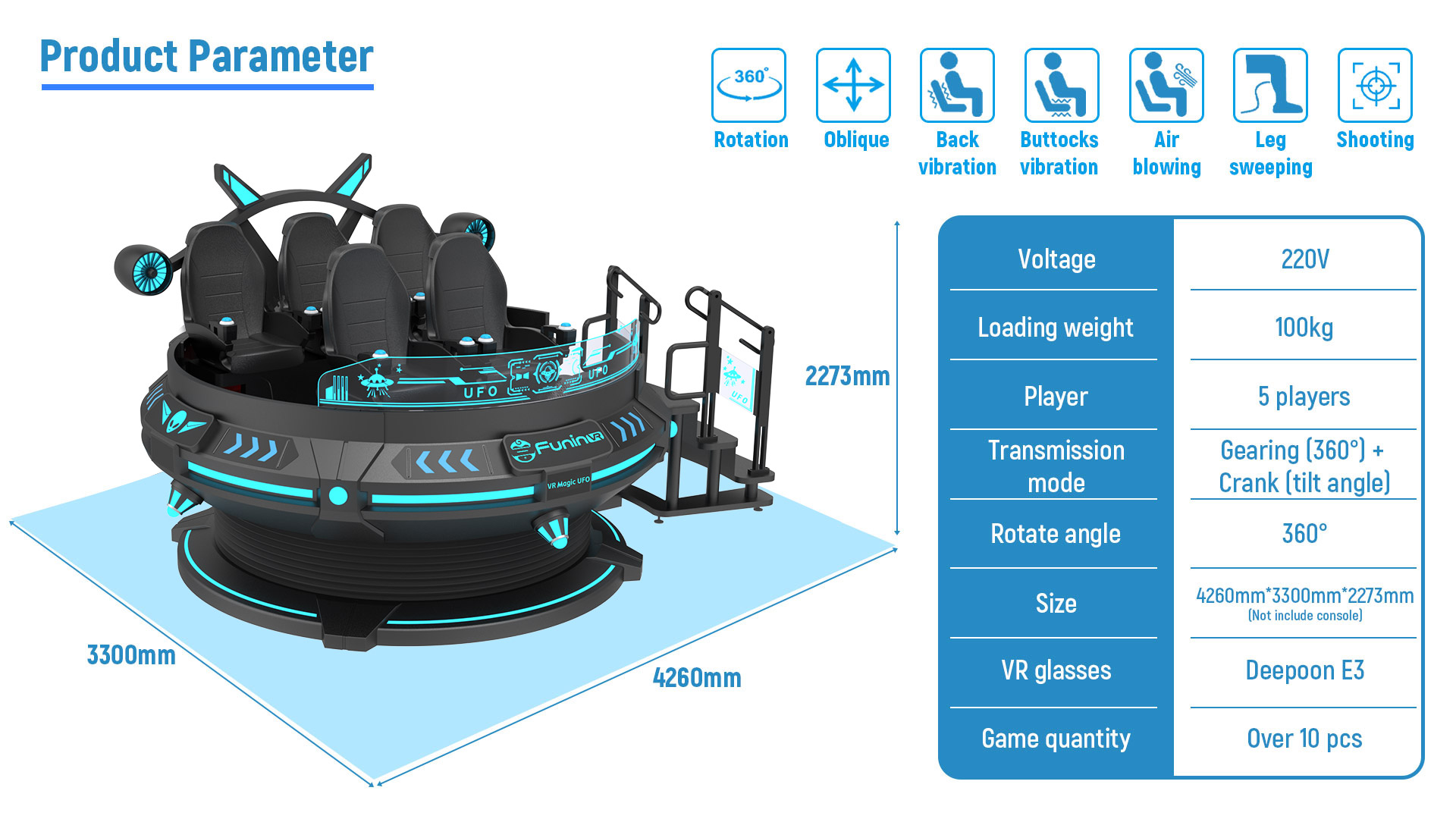 9D Virtual Reality Simulator VR Machine 5 Seats VR Magic Flying UFO - Dynamic Theme - 3