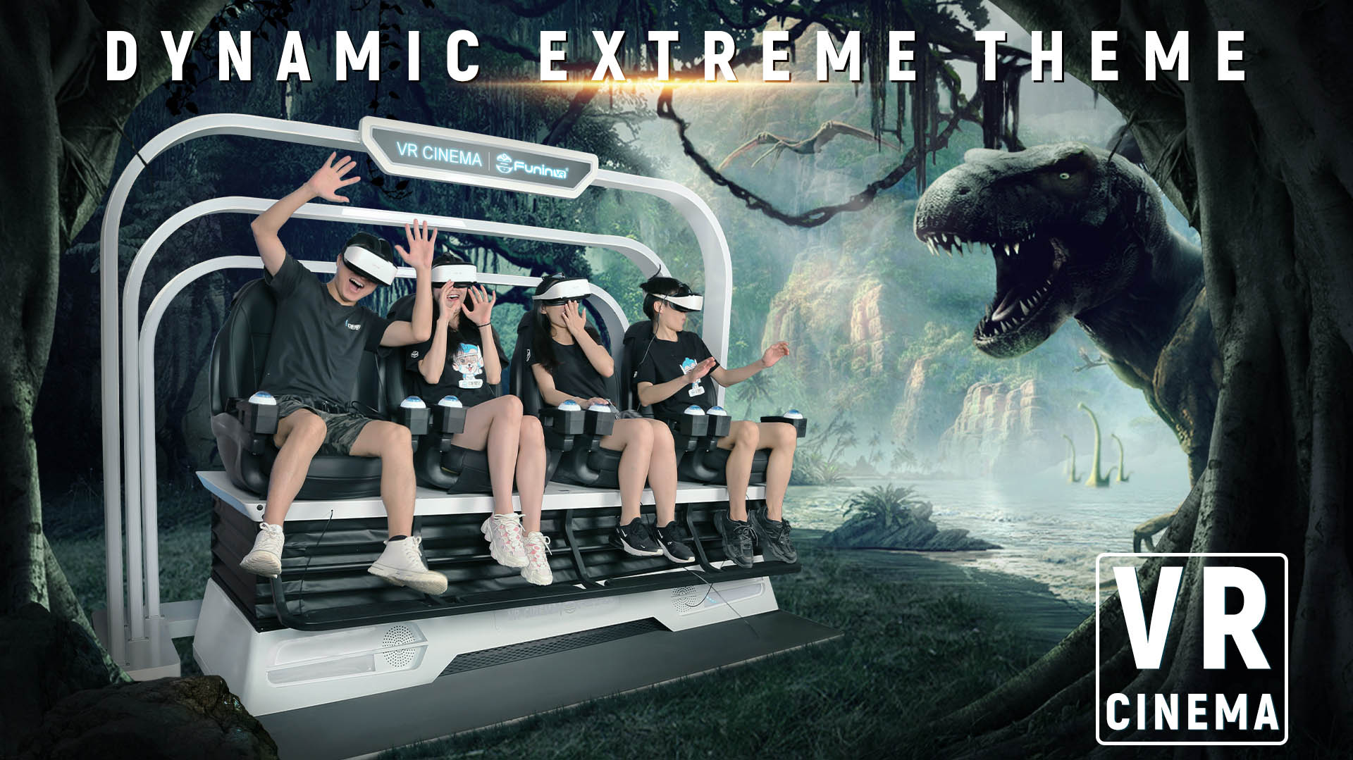 9D VR Theme Park Cinema Simulator 4 Seats Virtual Reality Equipment - Dynamic Theme - 1